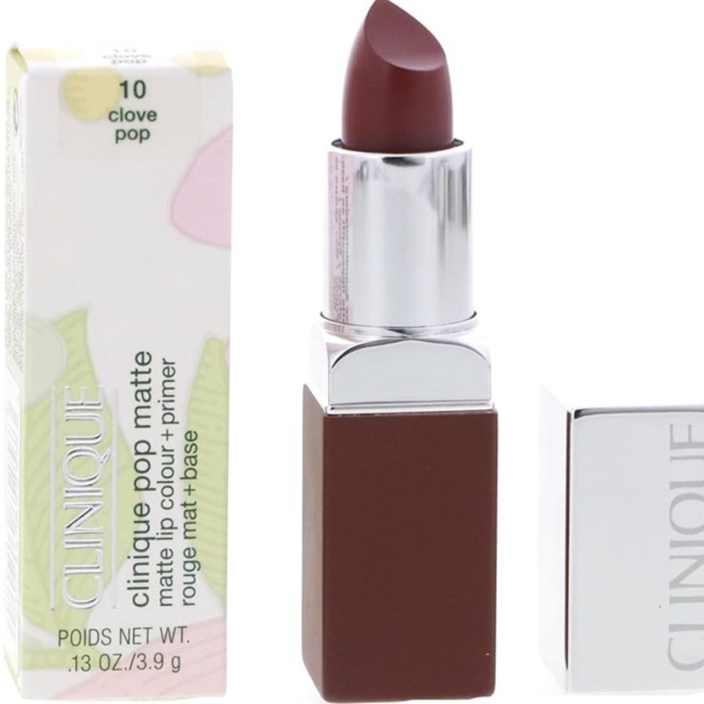 New full size Clinique Lip Color + Primer Matte Lipstick in shade Clove Pop